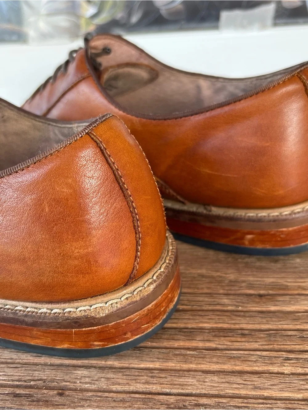 Austin Grey Men's 9 Lace-Up Leather Derby Shoes in Cognac Brown